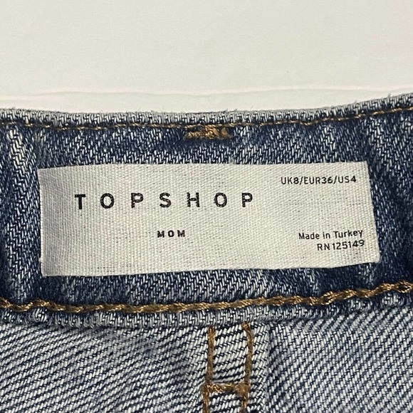 Women's Topshop Size 4 Mom Shorts Denim Jean High Rise Cutoff Raw Hem Festival - Picture 6 of 6